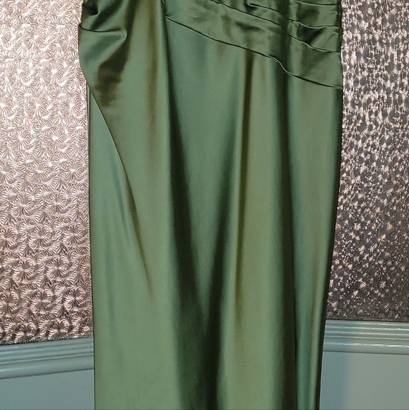 Stunning Niteline Sage Satin Strapless Gown Train Bolero Jacket Lined 14 - Picture 8 of 16
